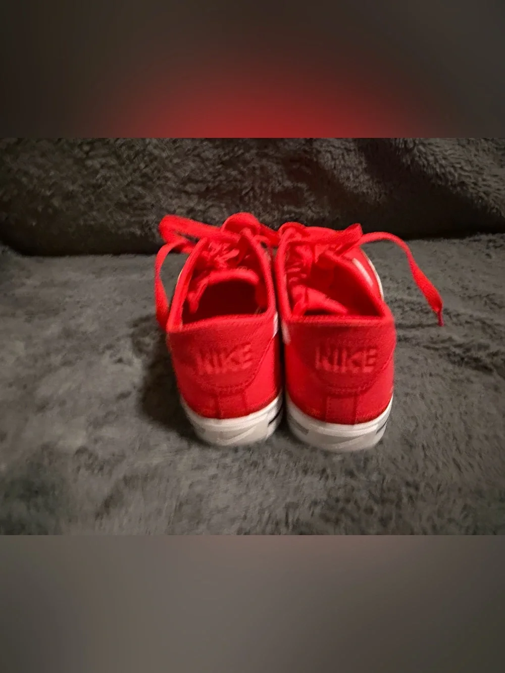 Nike Women’s Red Low-Top Canvas Sneakers with White Swoosh Accent